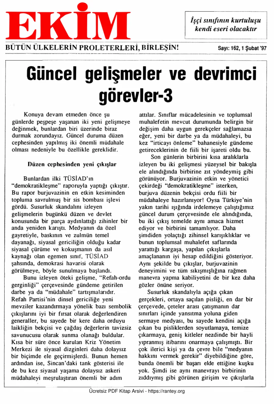 Ekim Sayı 162 - 01 Şubat 1997 kapak görseli