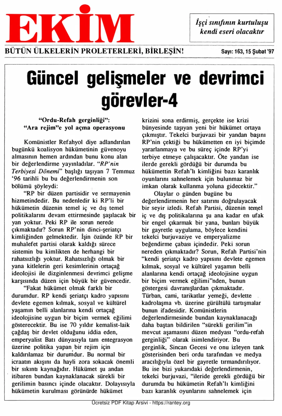 Ekim Sayı 163 - 15 Şubat 1997 kapak görseli