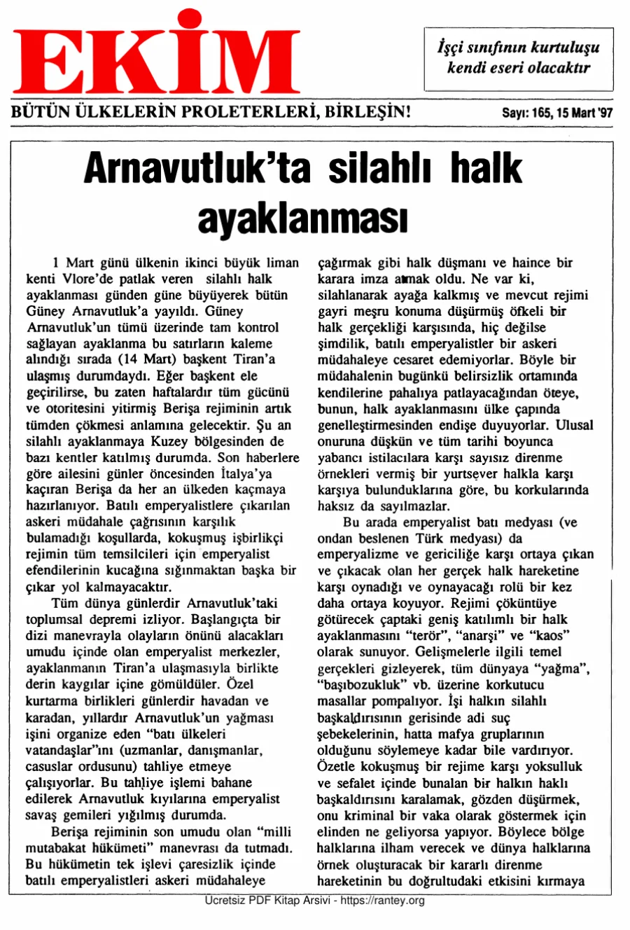 Ekim Sayı 165 - 15 Mart 1997 kapak görseli