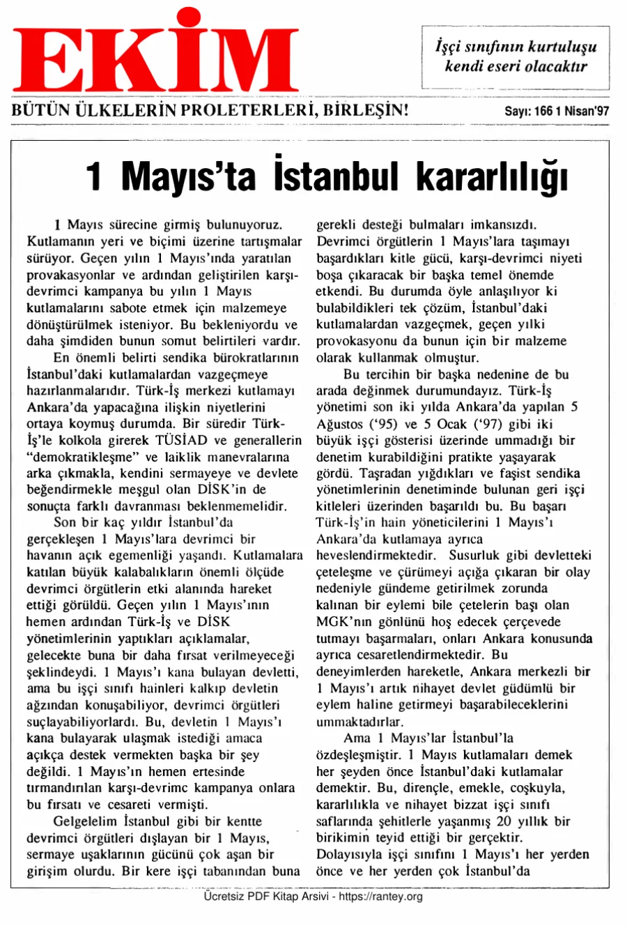 Ekim Sayı 166 - 01 Nisan 1997 kapak görseli