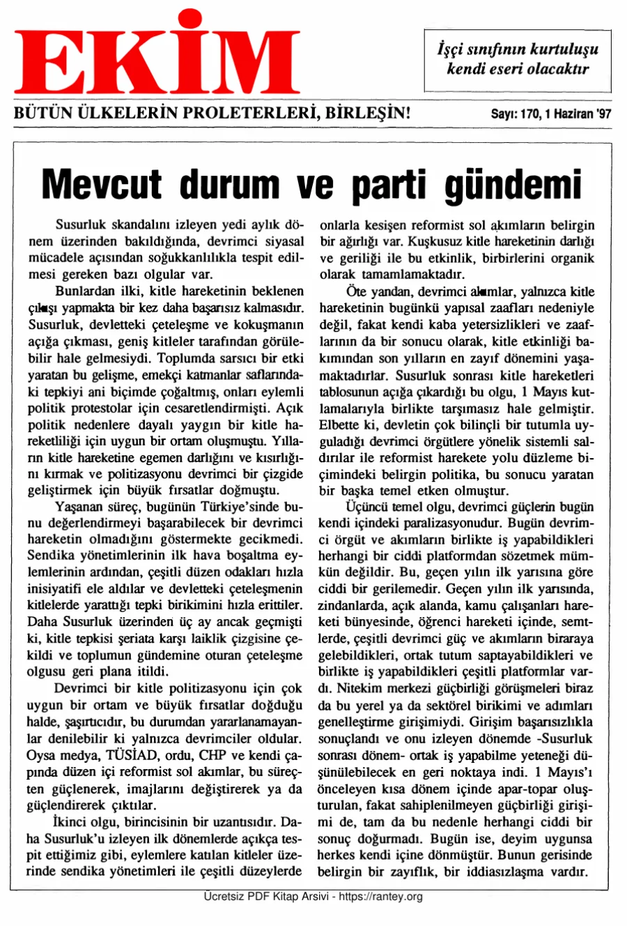 Ekim Sayı 170 - 01 Haziran 1997 kapak görseli