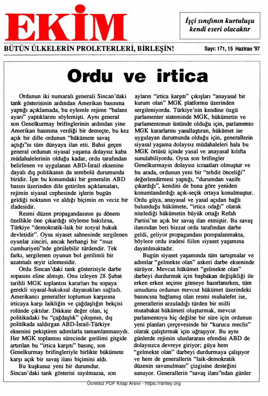 Ekim Sayı 171 - 15 Haziran 1997 kapak görseli