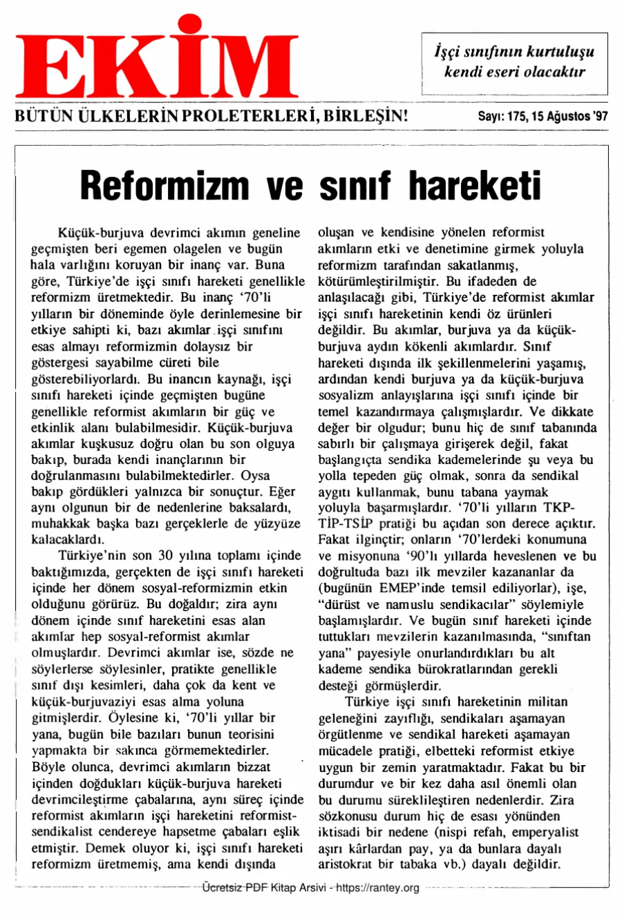 Ekim Sayı 175 - 15 Ağustos 1997 kapak görseli