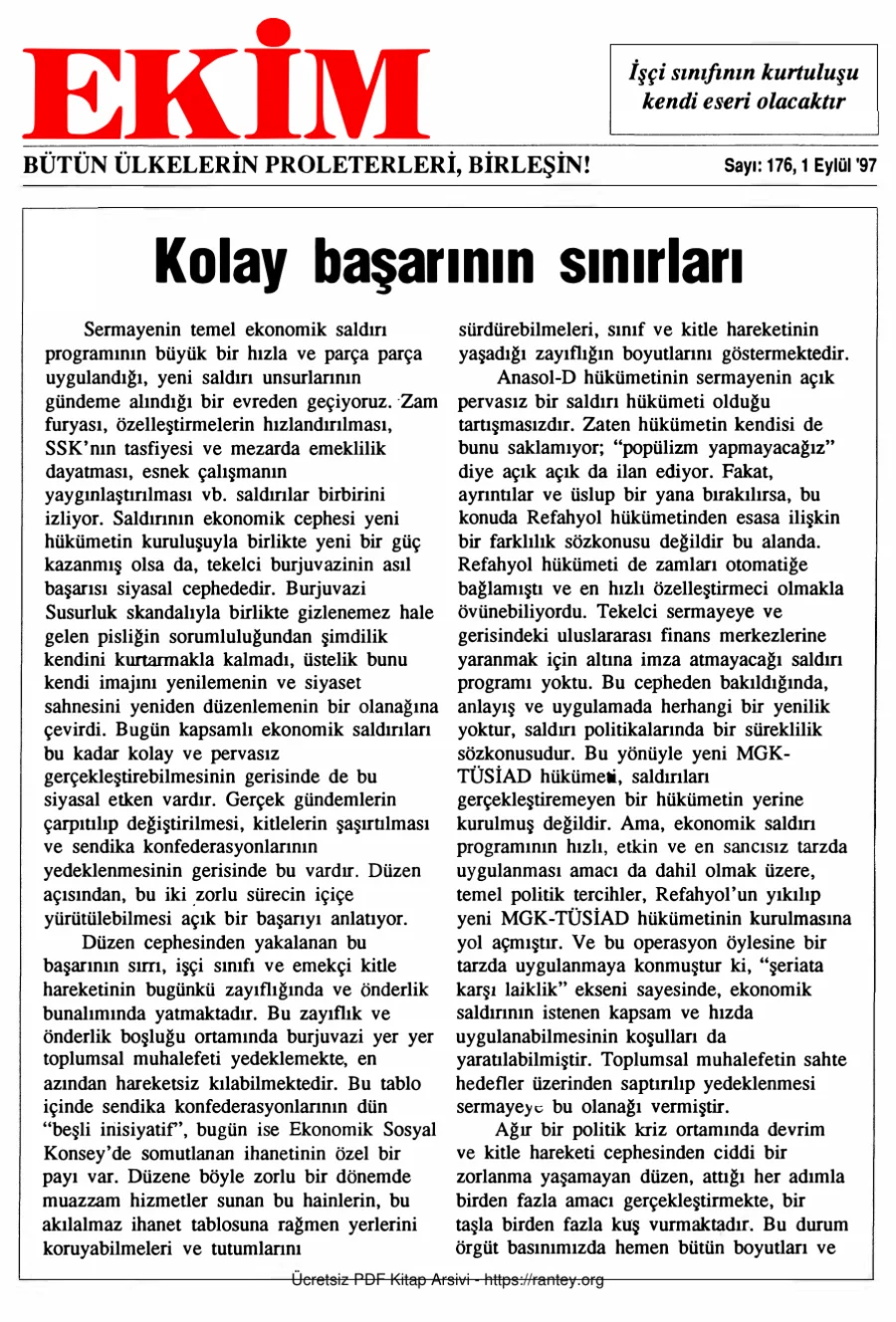 Ekim Sayı 176 - 01 Eylül 1997 kapak görseli