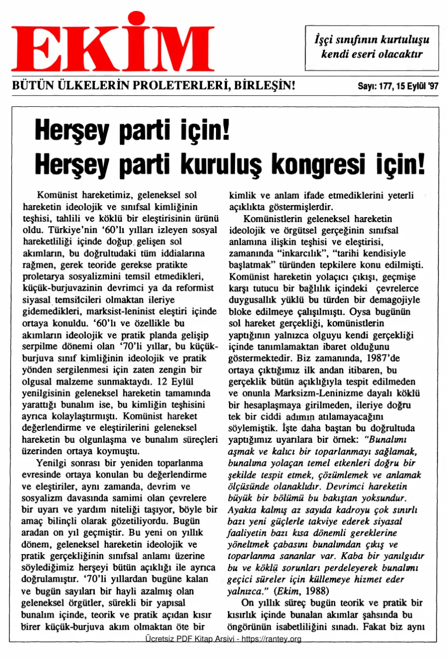 Ekim Sayı 177 - 15 Eylül 1997 kapak görseli