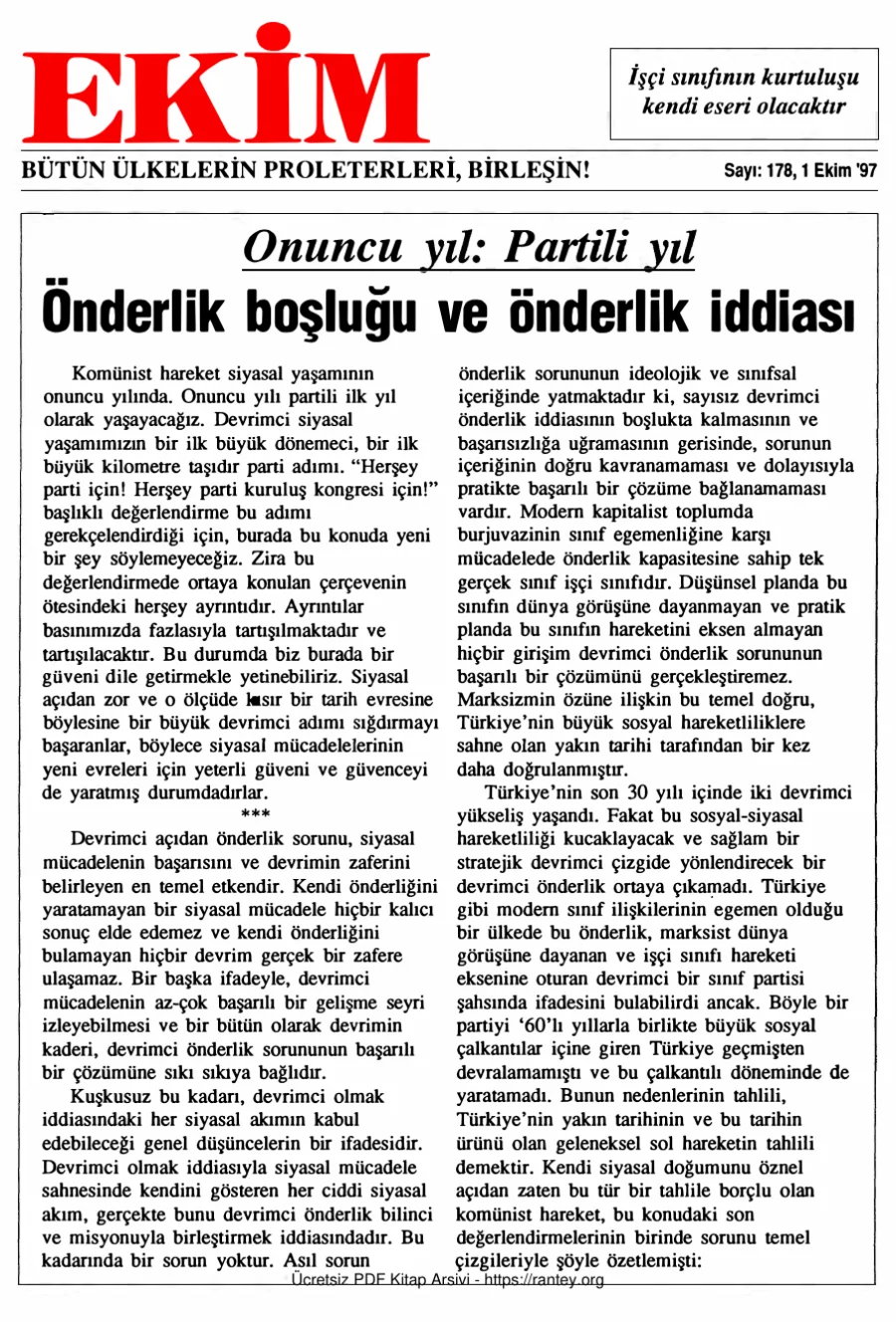 Ekim Sayı 178 - 01 Ekim 1997 kapak görseli
