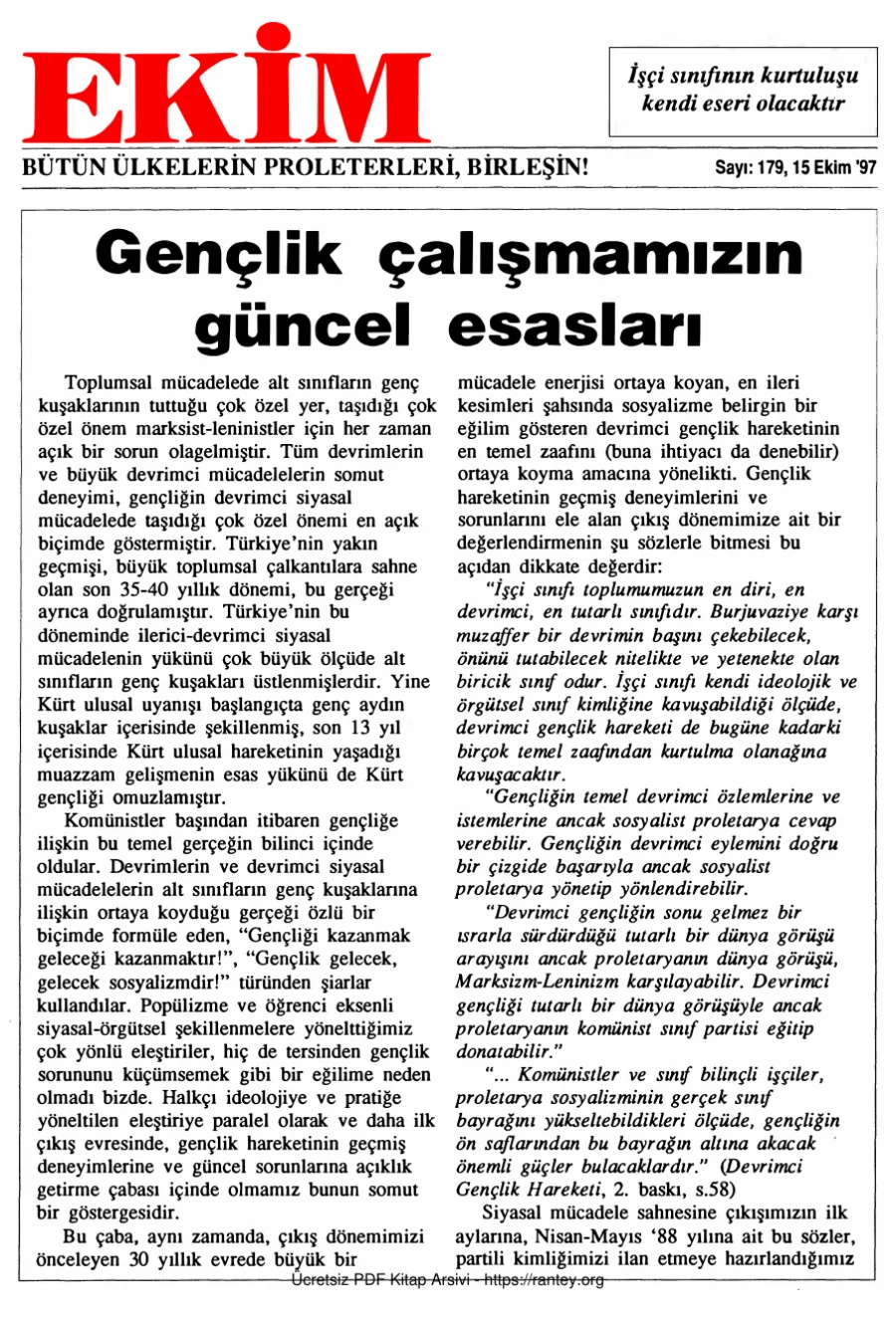 Ekim Sayı 179 - 15 Ekim 1997 kapak görseli