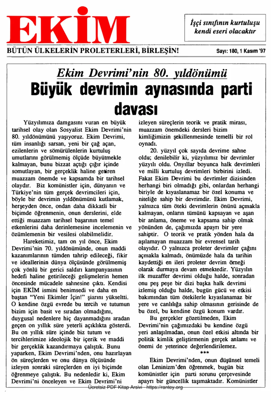 Ekim Sayı 180 - 01 Kasım 1997 kapak görseli