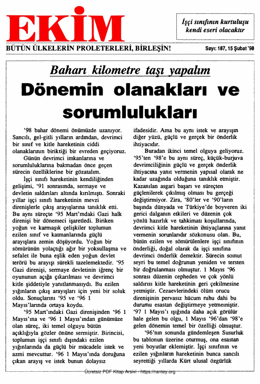 Ekim Sayı 187 - 15 Şubat 1998 kapak görseli