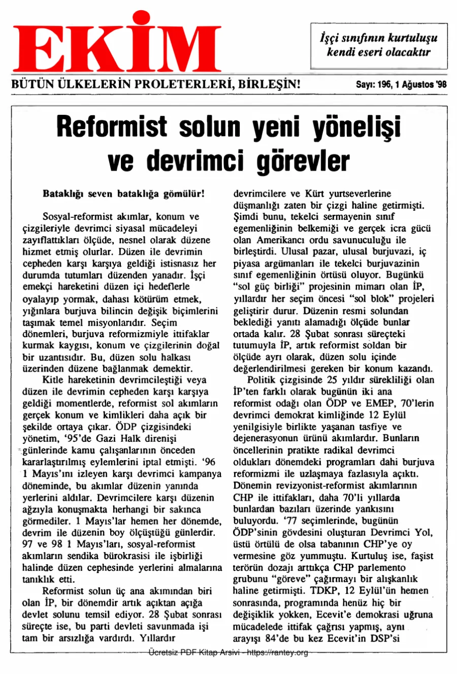 Ekim Sayı 196 - 01 Ağustos 1998 kapak görseli