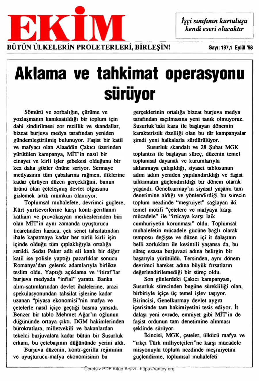 Ekim Sayı 197 - 01 Eylül 1998 kapak görseli