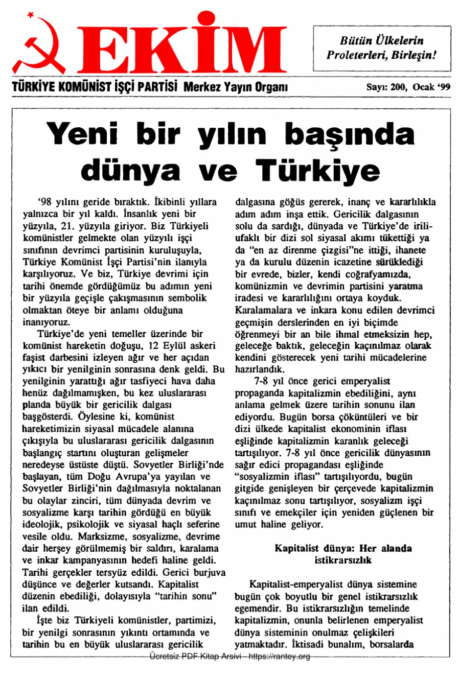 Ekim Sayı 200 - Ocak 1999 kapak görseli