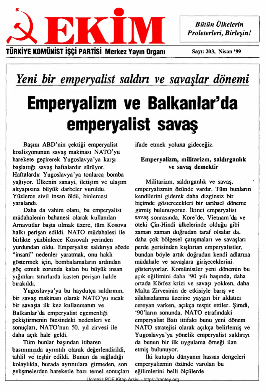 Ekim Sayı 203 - Nisan 1999 kapak görseli