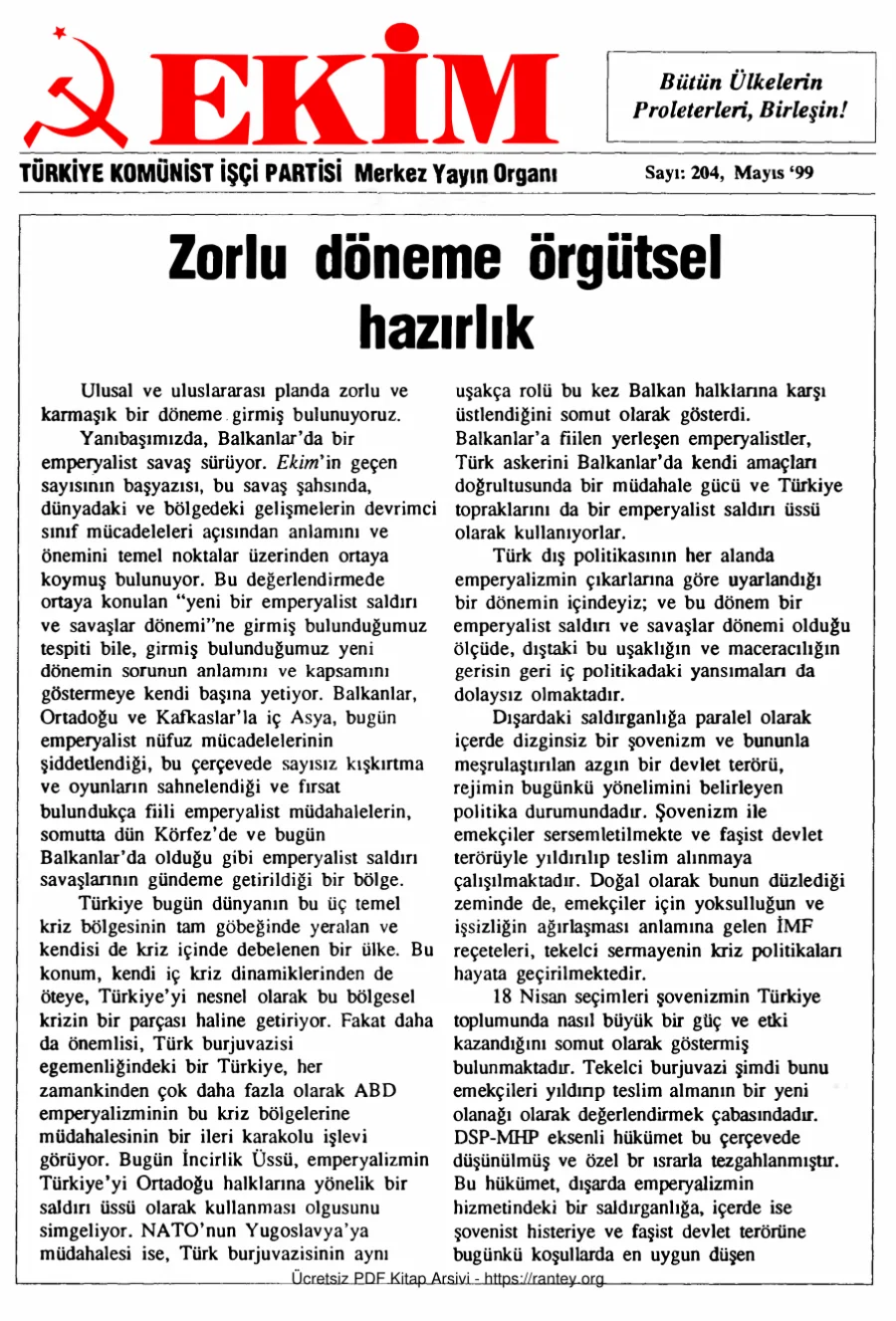 Ekim Sayı 204 - Mayıs 1999 kapak görseli