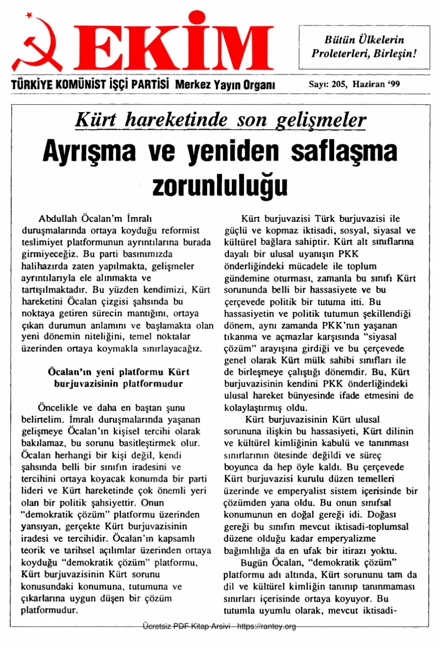 Ekim Sayı 205 - Haziran 1999 kapak görseli