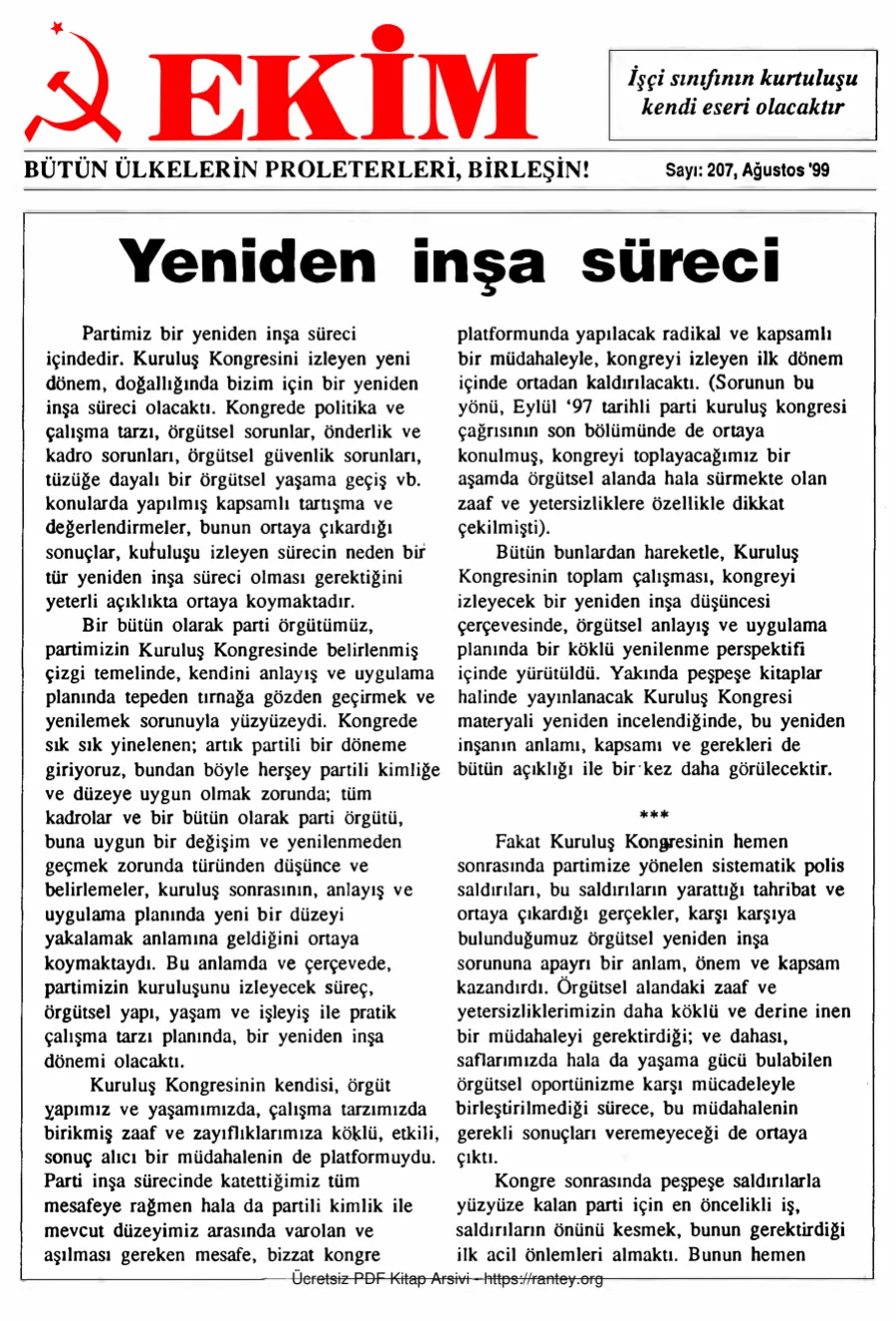 Ekim Sayı 207 - Ağustos 1999 kapak görseli