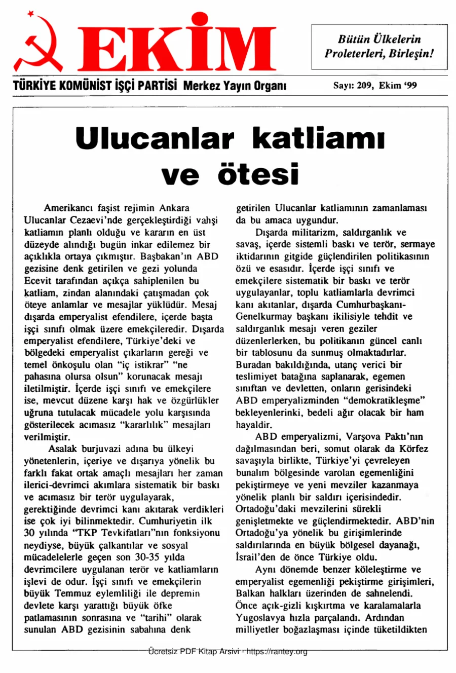 Ekim Sayı 209 - Ekim 1999 kapak görseli
