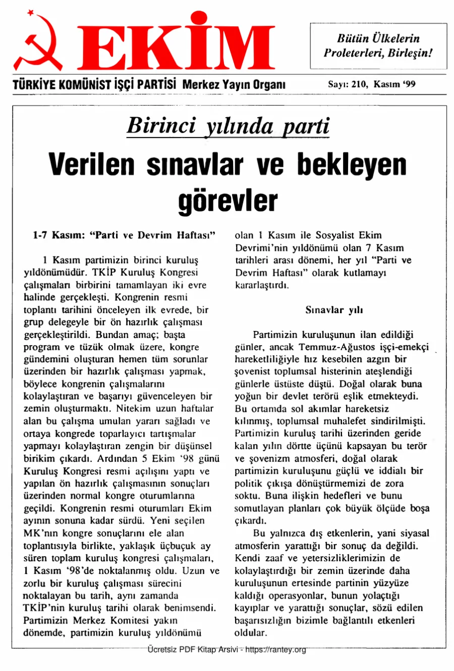 Ekim Sayı 210 - Kasım 1999 kapak görseli