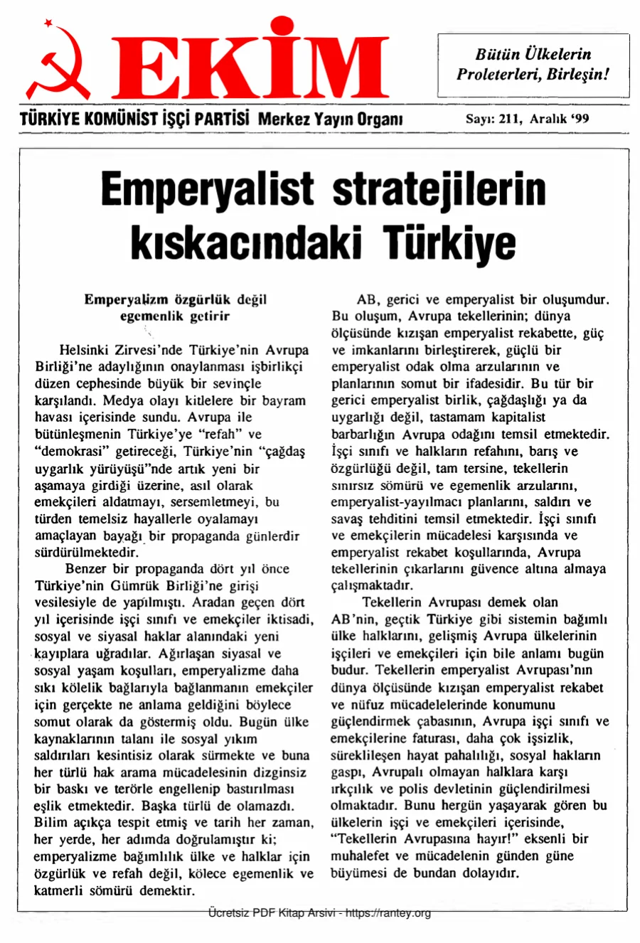 Ekim Sayı 211 - Aralık 1999 kapak görseli