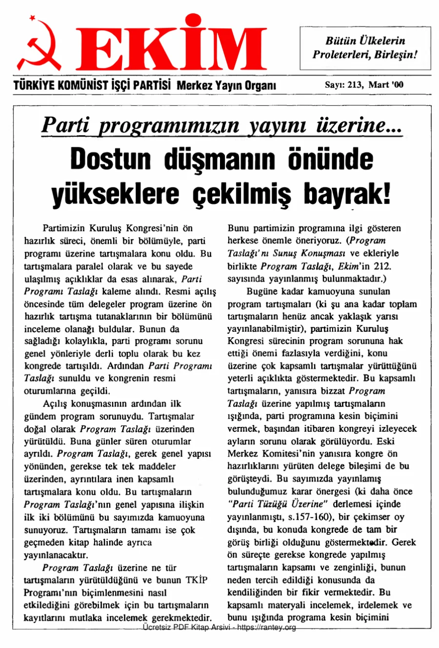 Ekim Sayı 213 - Mart 2000 kapak görseli
