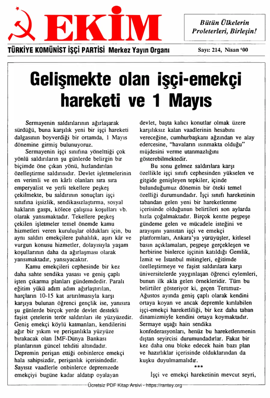 Ekim Sayı 214 - Nisan 2000 kapak görseli
