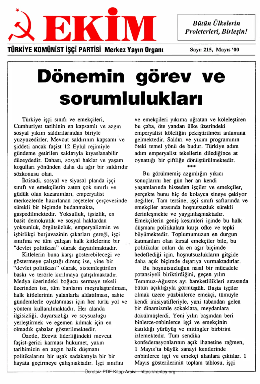 Ekim Sayı 215 - Mayıs 2000 kapak görseli