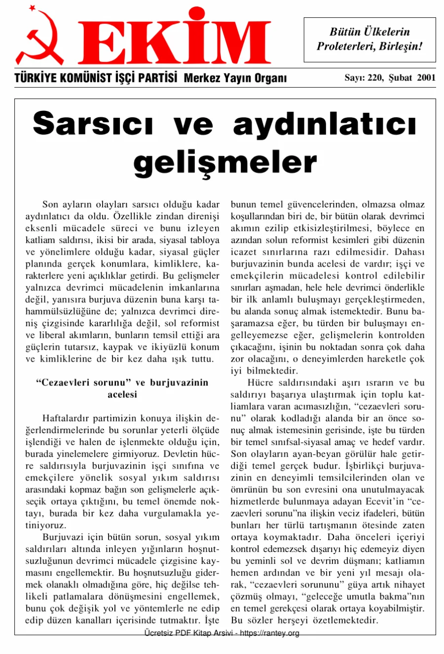 Ekim Sayı 220 - Şubat 2001 kapak görseli