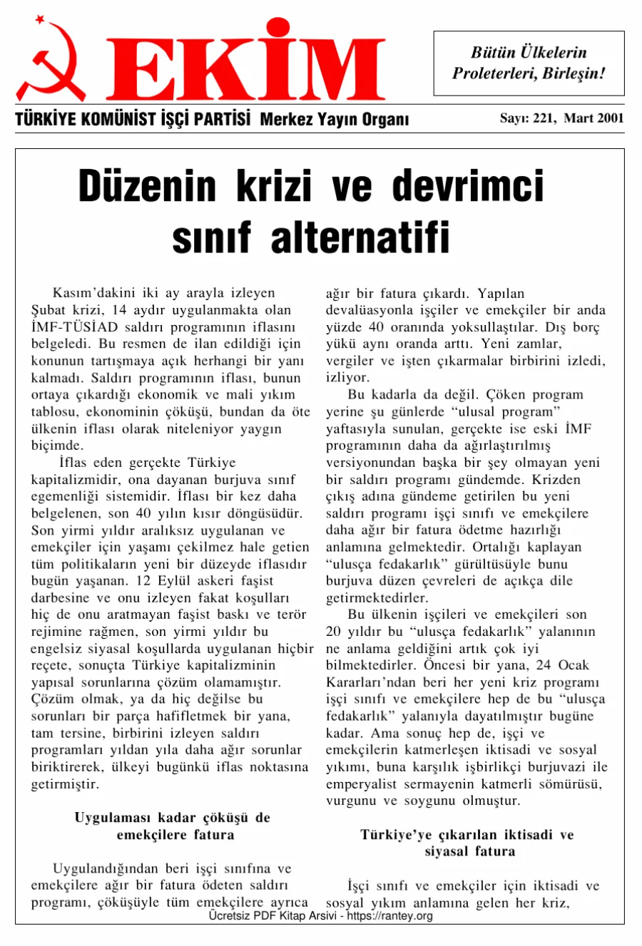 Ekim Sayı 221 - Mart 2001 kapak görseli