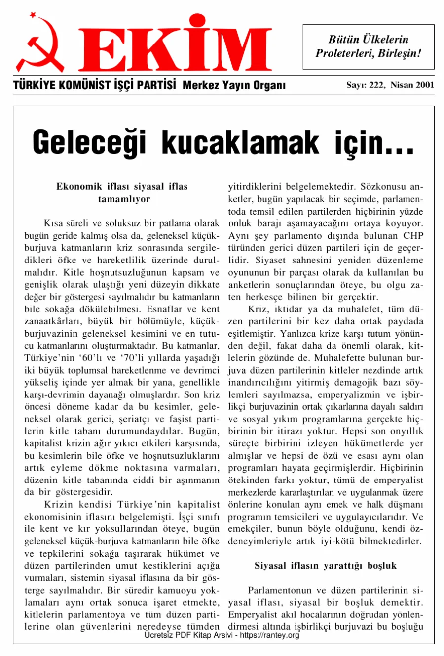 Ekim Sayı 222 - Nisan 2001 kapak görseli