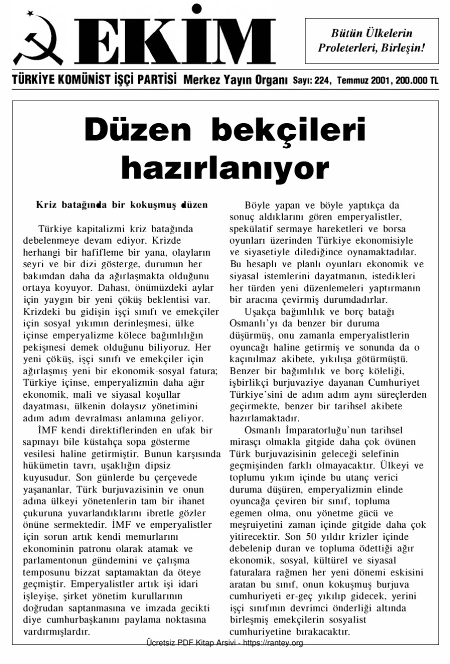 Ekim Sayı 224 - Temmuz 2001 kapak görseli