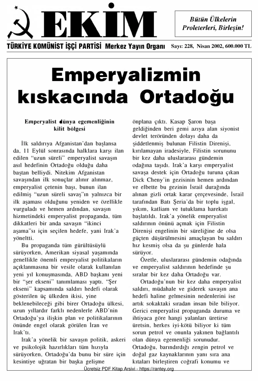 Ekim Sayı 228 - Nisan 2002 kapak görseli