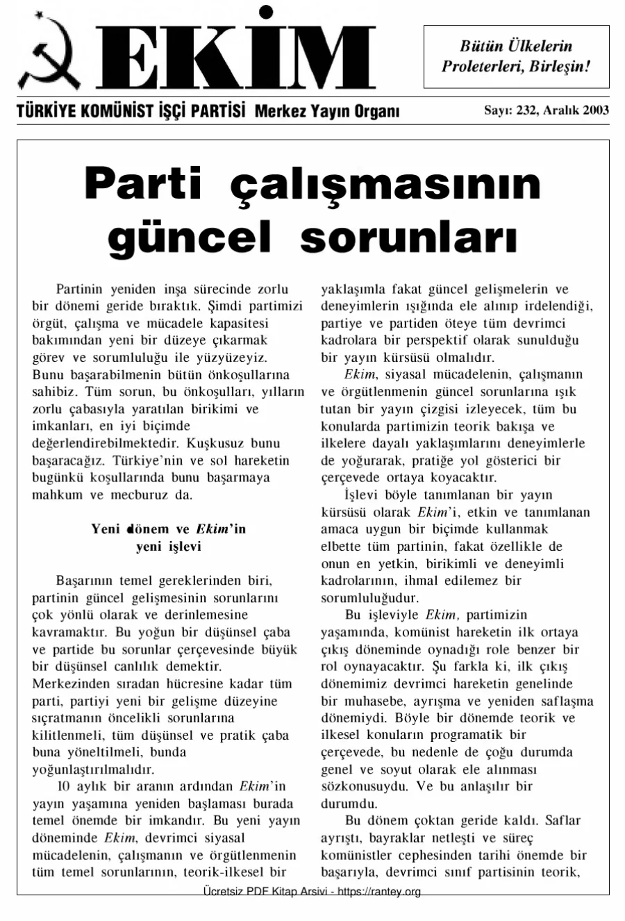 Ekim Sayı 232 - Aralık 2003 kapak görseli
