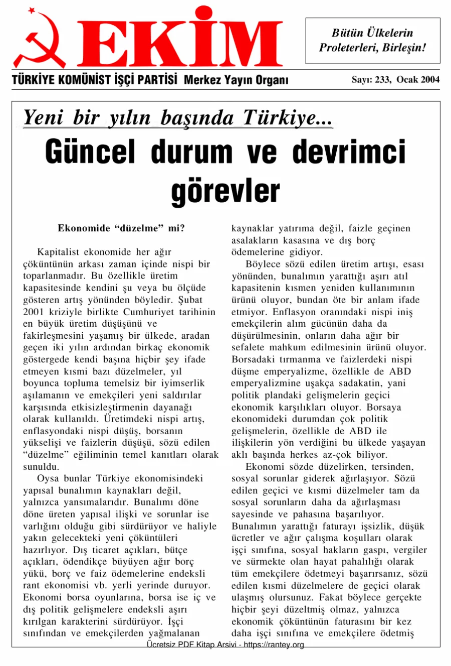 Ekim Sayı 233 - Ocak 2004 kapak görseli