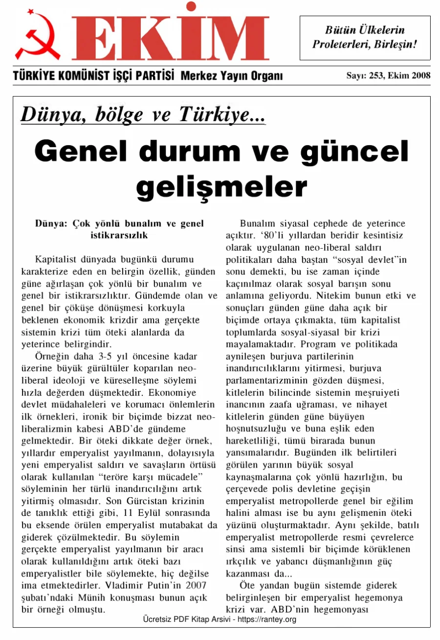 Ekim Sayı 253 - Ekim 2008 kapak görseli
