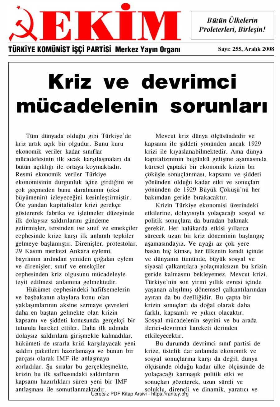 Ekim Sayı 255 - Aralık 2008 kapak görseli