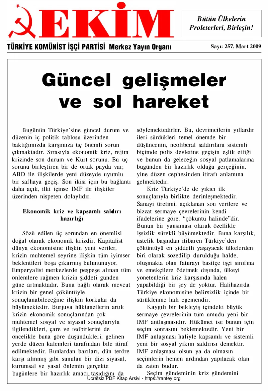 Ekim Sayı 257 - Mart 2009 kapak görseli