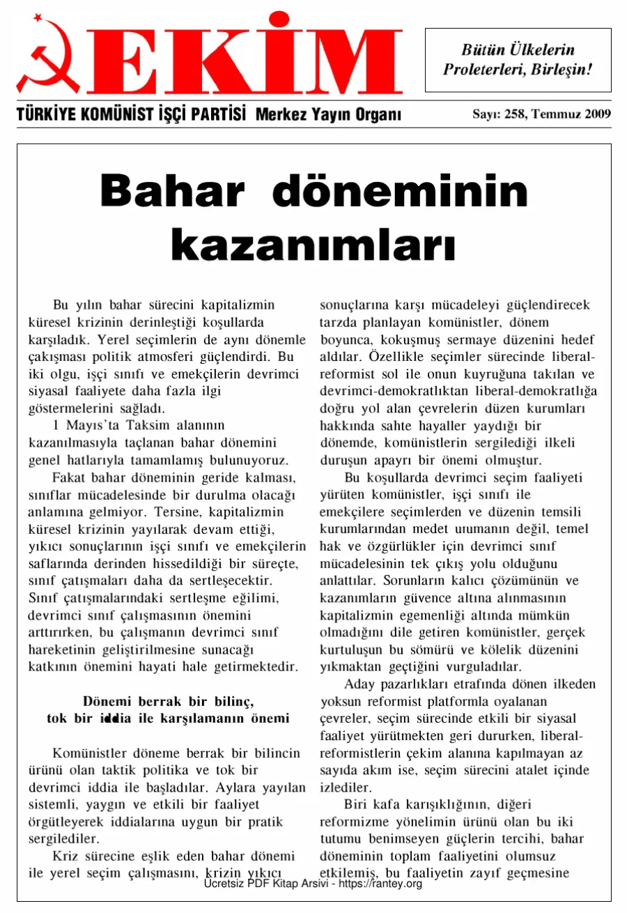 Ekim Sayı 258 - Temmuz 2009 kapak görseli
