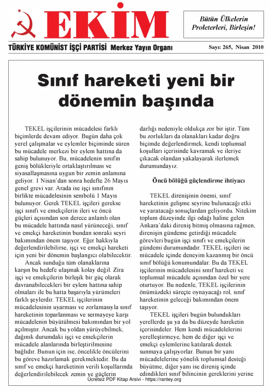 Ekim Sayı 265 - Nisan 2010 kapak görseli