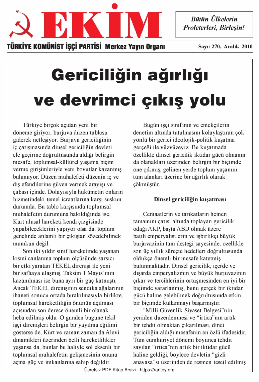 Ekim Sayı 270 - Aralık 2010 kapak görseli