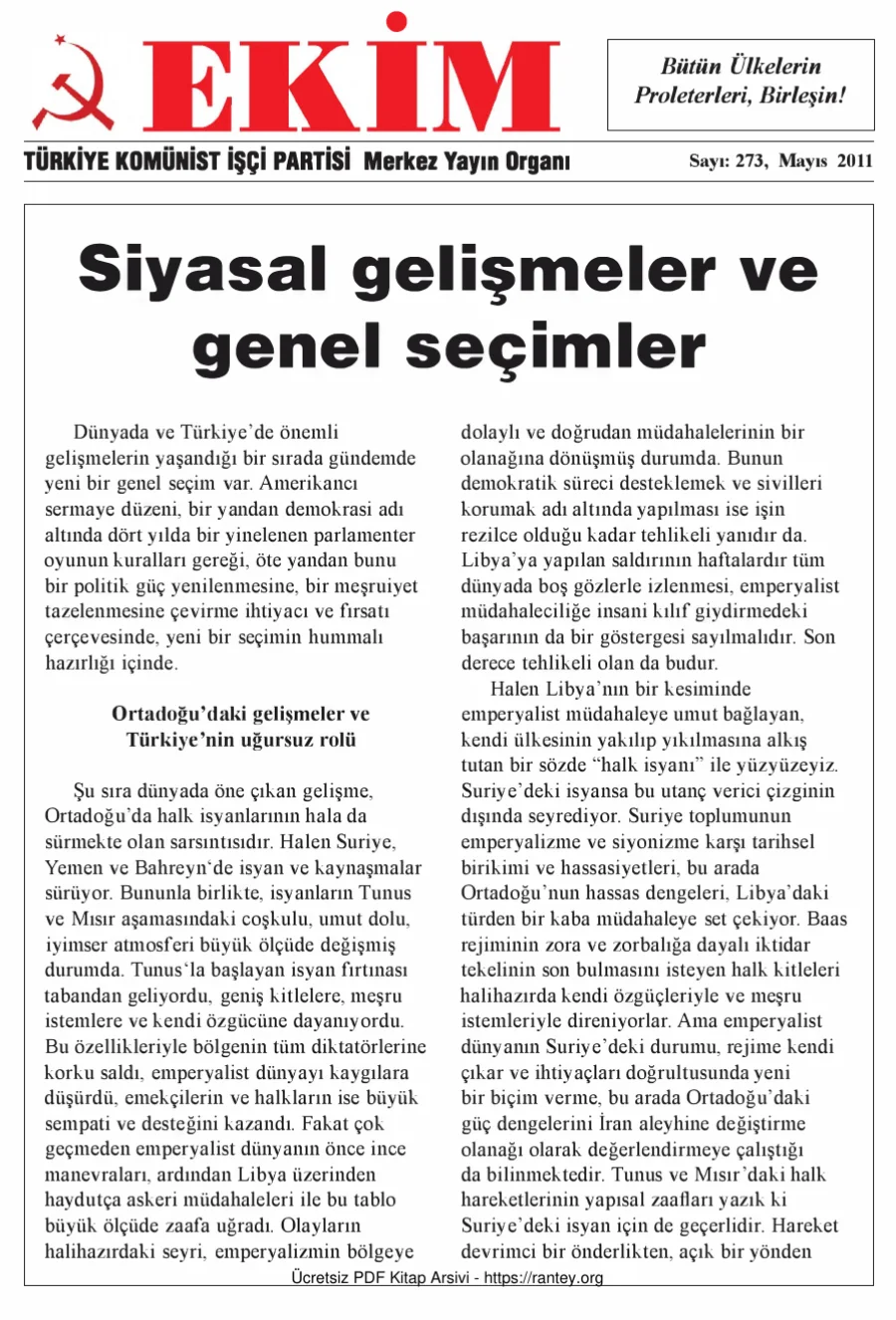 Ekim Sayı 273 - Mayıs 2011 kapak görseli