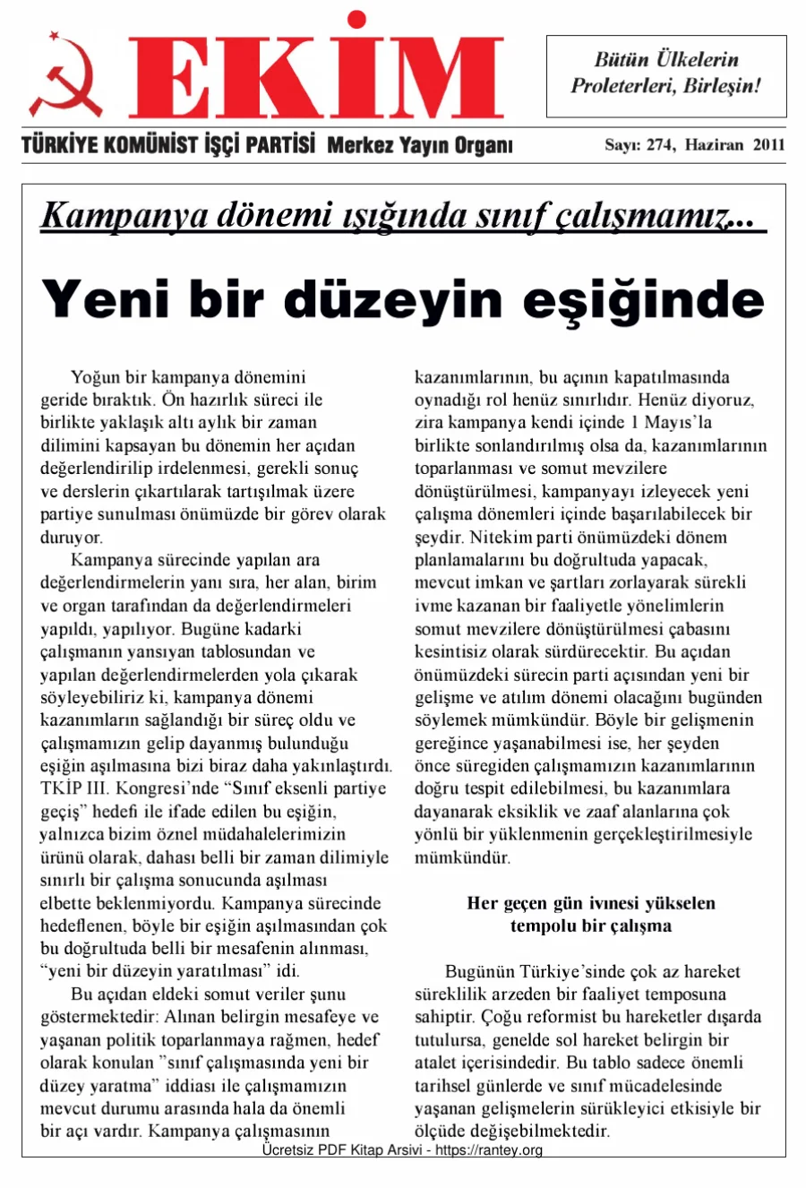 Ekim Sayı 274 - Haziran 2011 kapak görseli
