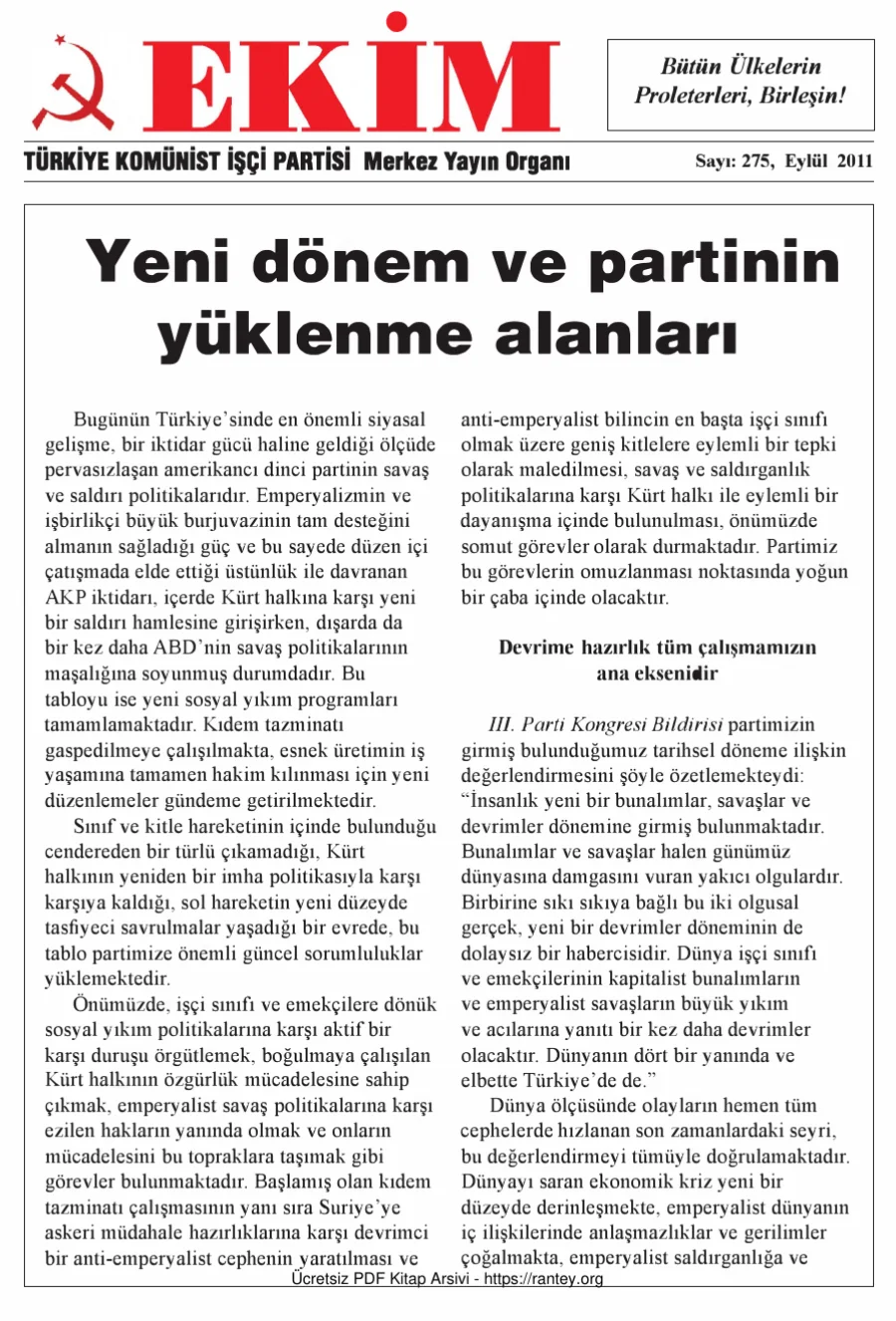 Ekim Sayı 275 - Eylül 2011 kapak görseli