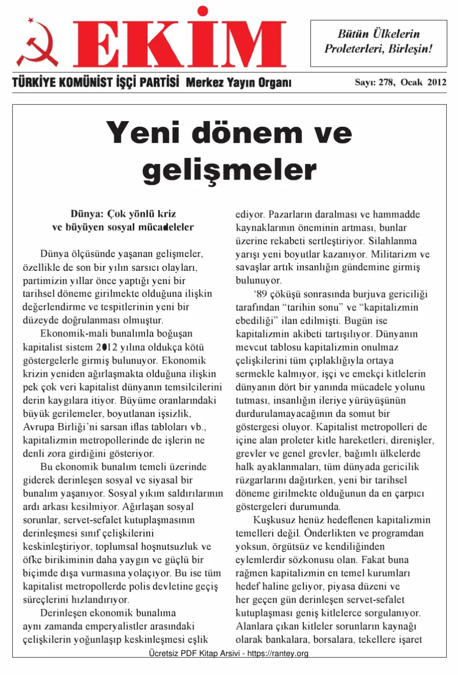 Ekim Sayı 278 - Ocak 2012 kapak görseli