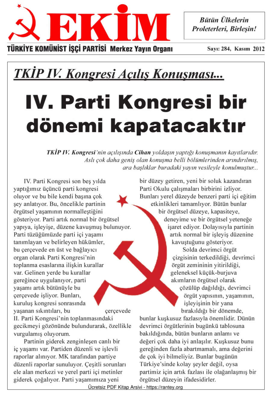 Ekim Sayı 284 - Kasım 2012 kapak görseli