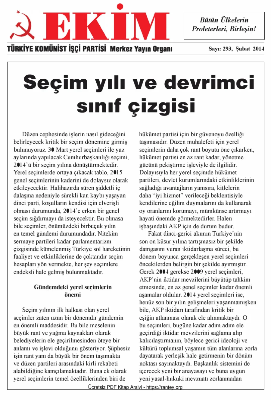 Ekim Sayı 293 - Şubat 2014 kapak görseli