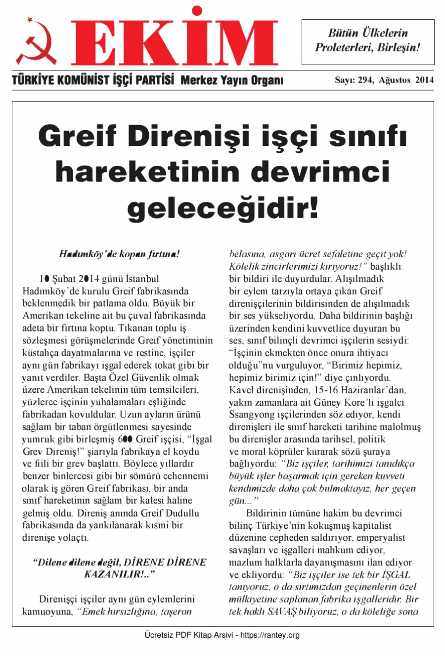 Ekim Sayı 294 - Ağustos 2014 kapak görseli