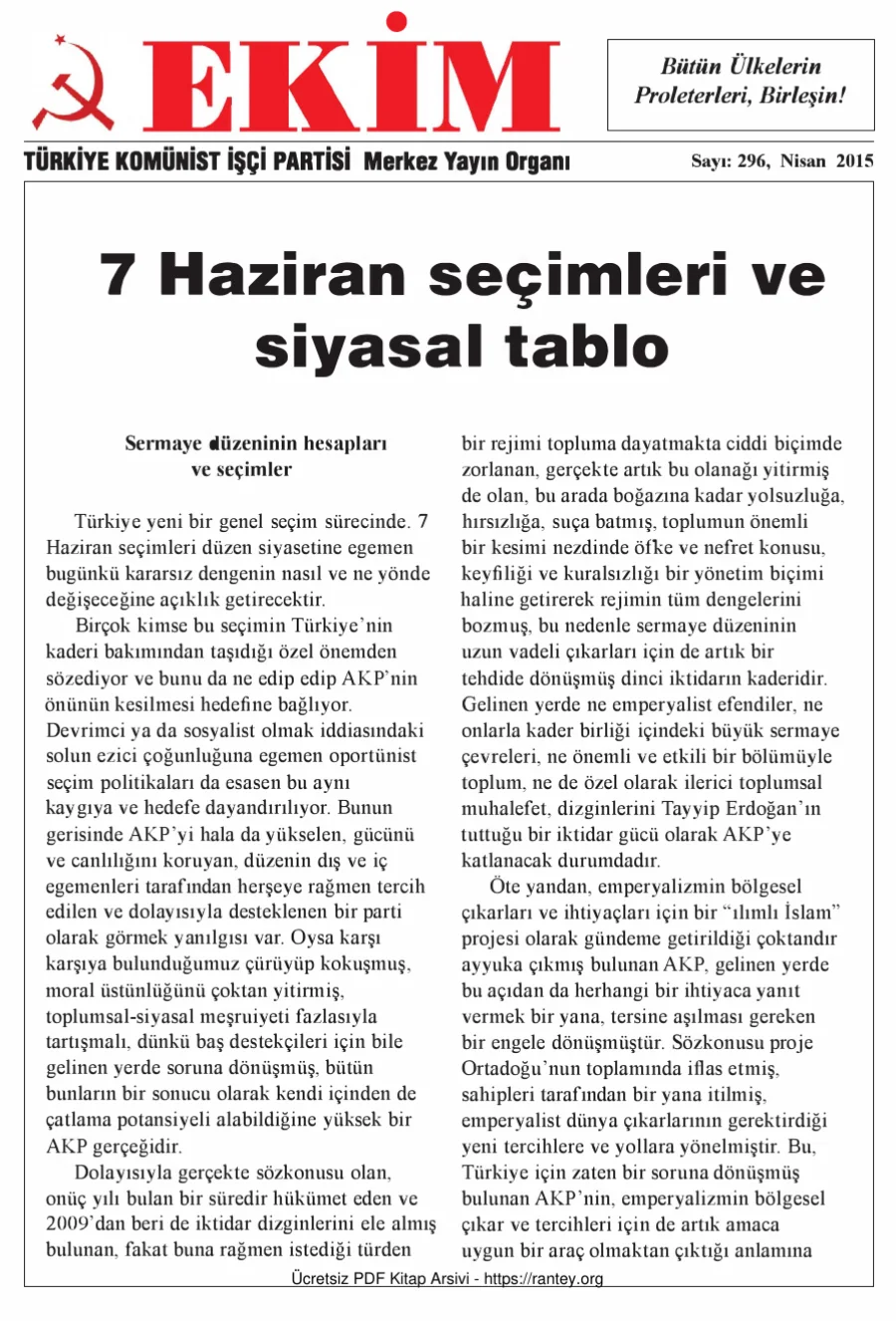 Ekim Sayı 296 - Nisan 2015 kapak görseli