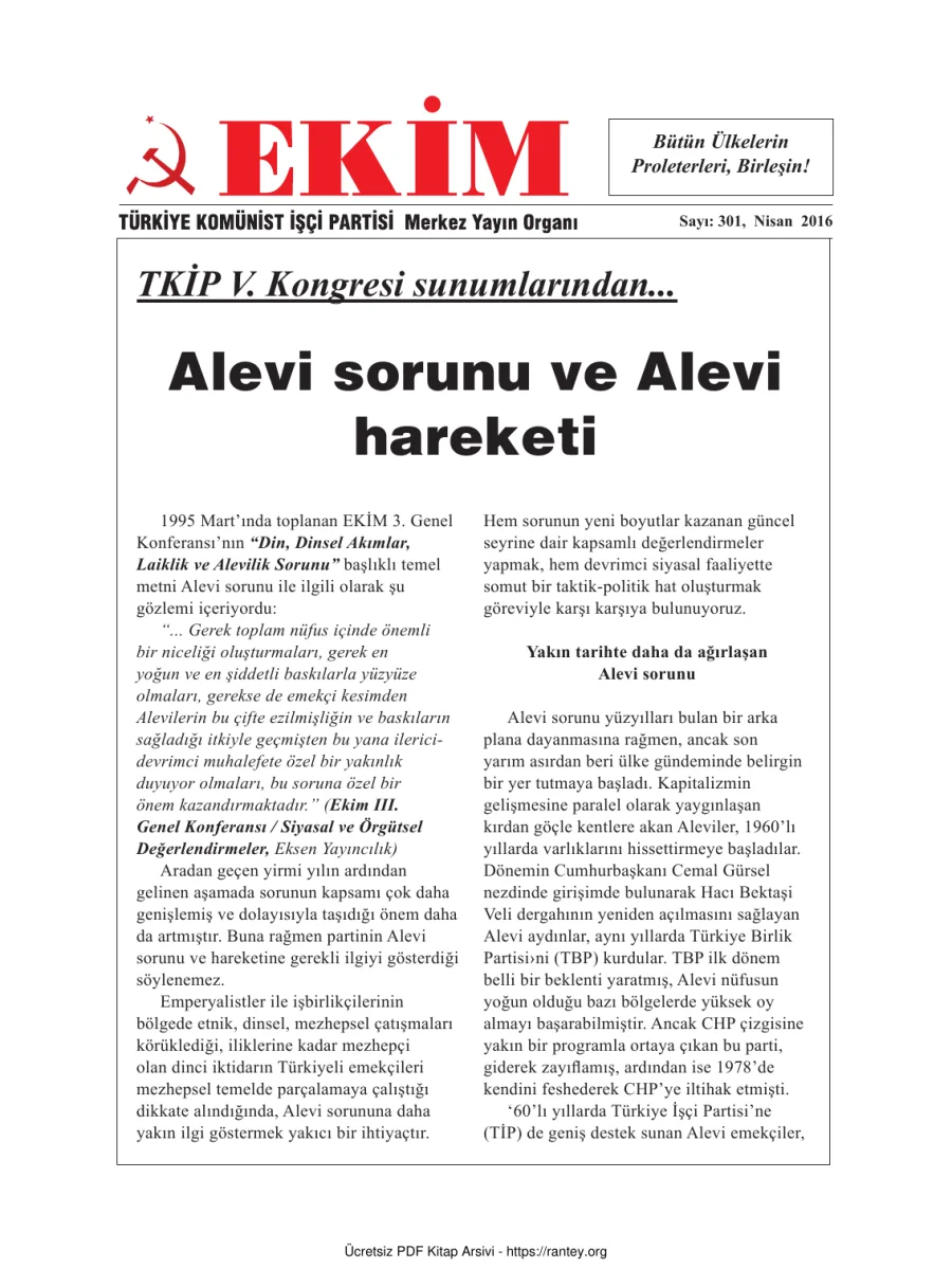 Ekim Sayı 301: Nisan 2016 kapak görseli