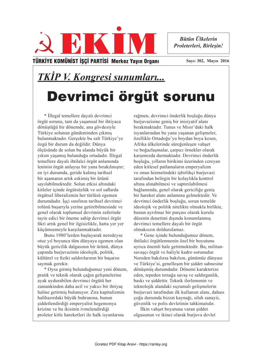 Ekim Sayı 302: Mayıs 2016 kapak görseli