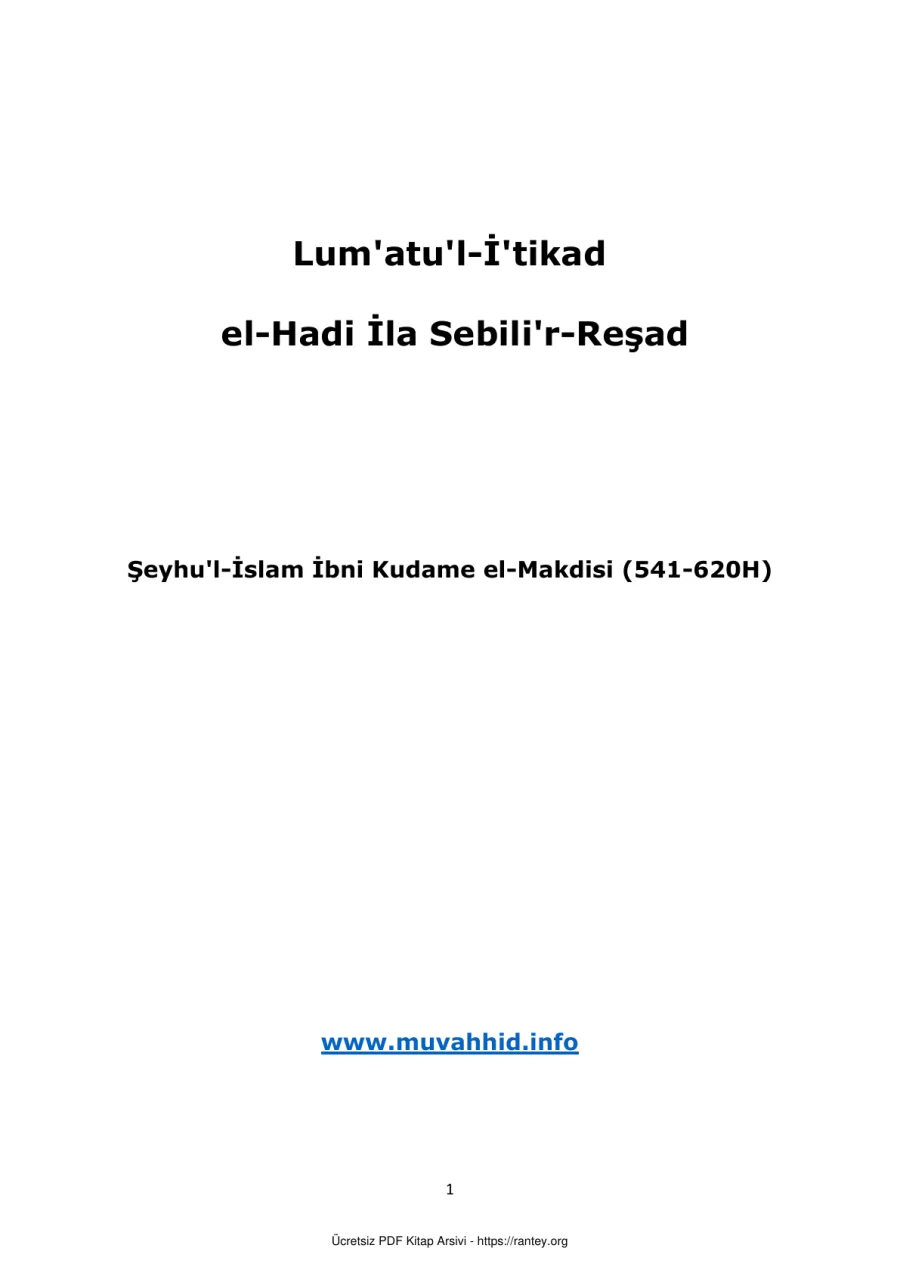 el Hadi İla Sebilir Reşad İbni Kudame el Makdisi Ebu Abdulmumin Tekin Mıhçı kapak görseli